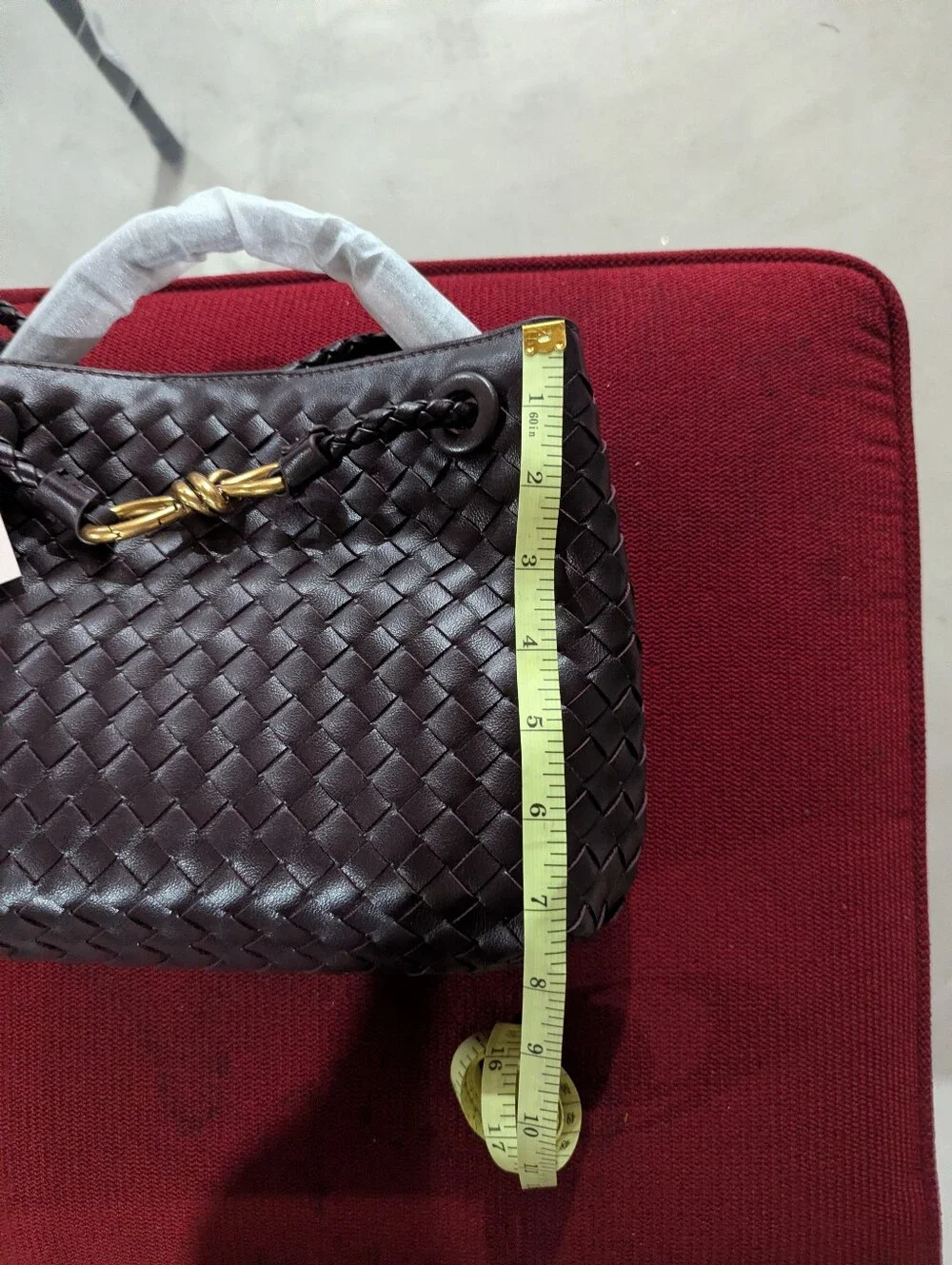 SOERA Woven Faux Leather Espresso/Wine Satchel